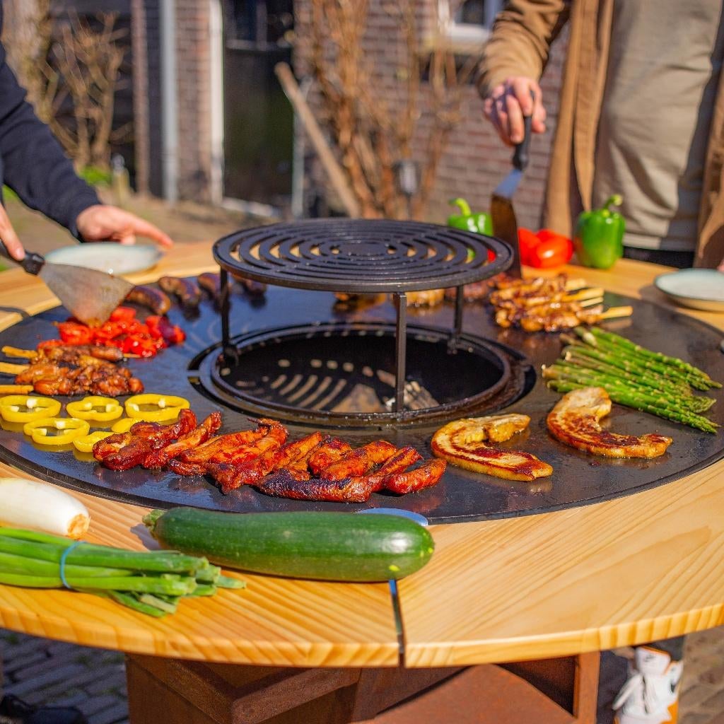 Plancha BBQ grill Maestro 100 cm Cortenstaal buitenkeuken, Tuin en Terras, Houtskoolbarbecues, Ophalen of Verzenden, Nieuw, RJRoyal Living