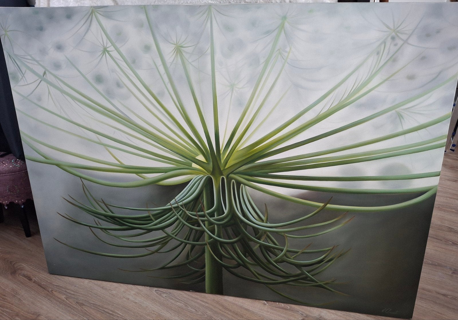 Abstract Schilderij Groene Planten, Ophalen