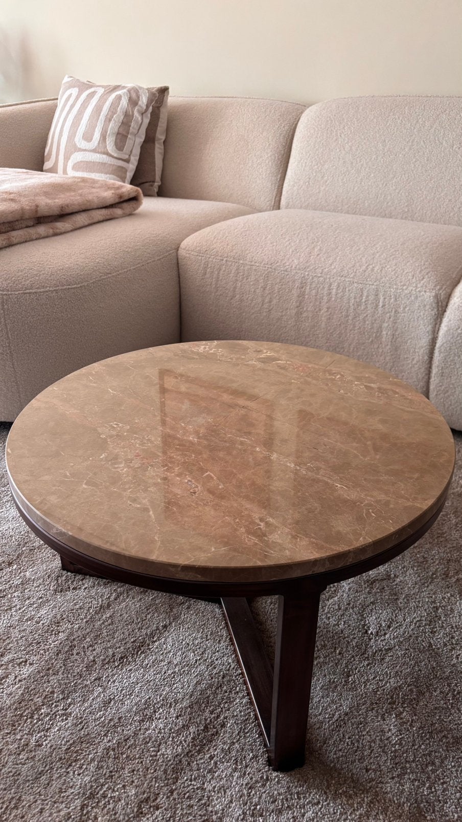 Salontafel Axis – Marmer & Metaal – BL Design / Zitmaxx, Ophalen, Rond, 50 tot 100 cm, Zo goed als nieuw