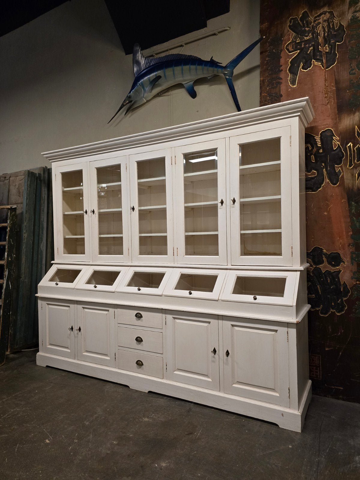 Grote brocante Grutterskast | Apothekerskast | Buffetkast, Gebruikt, 200 cm of meer, Grenenhout, Onbekend