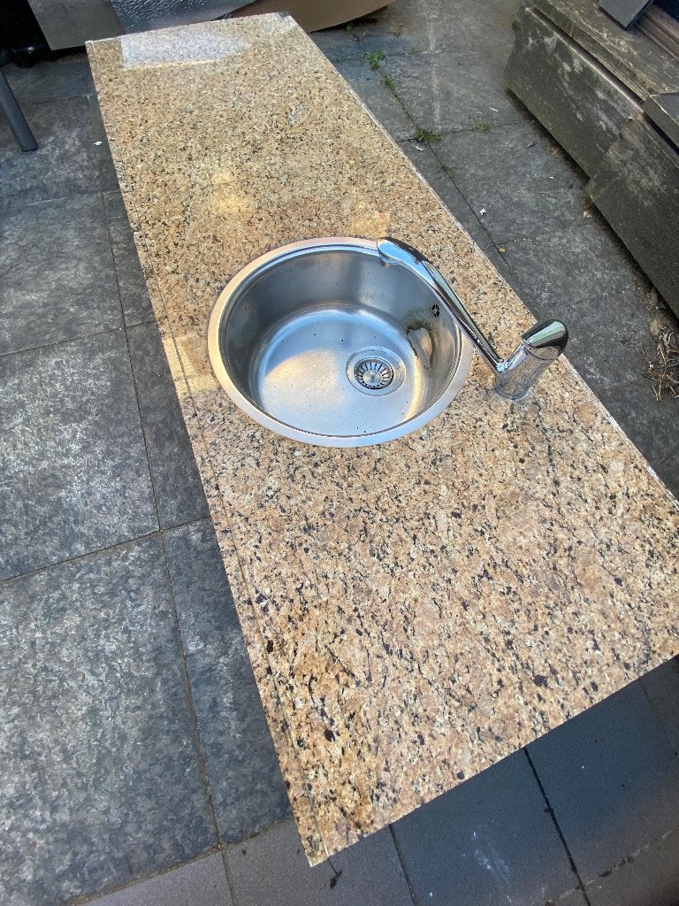 aanrechtblad met spoelbak 180cm natuursteen, Huis en Inrichting, Keuken | Keukenelementen, Ophalen, Gebruikt, 150 tot 200 cm, Minder dan 100 cm