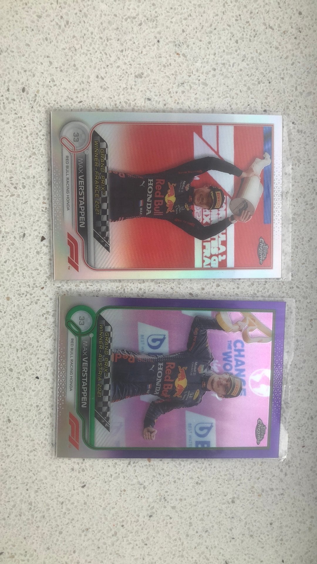MAX VERSTAPPEN REFRACTOR & PURPLE GREEN TOPPS F1, Ophalen of Verzenden, Zo goed als nieuw