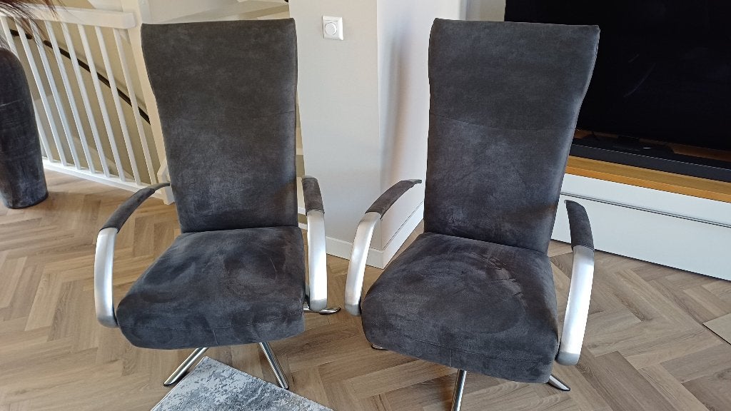 2 comfortabele draaibare relaxfauteuils- antraciet, Ophalen, Modern, Comfortabel, Gebruikt, 75 tot 100 cm
