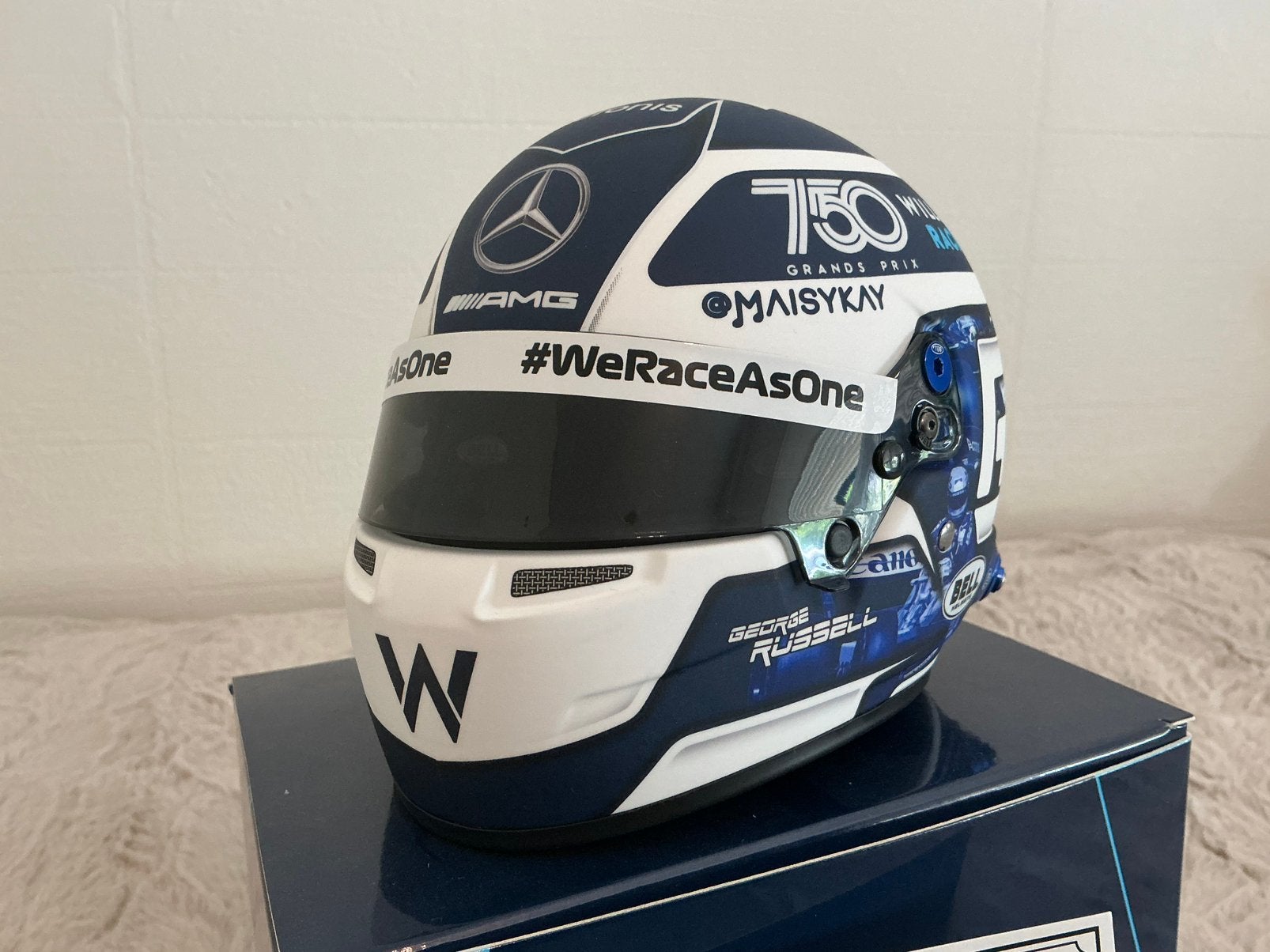 Helm 1:2 George Russell 2021 Williams 750 GP Bell, Verzamelen, Ophalen of Verzenden, Nieuw, Formule 1