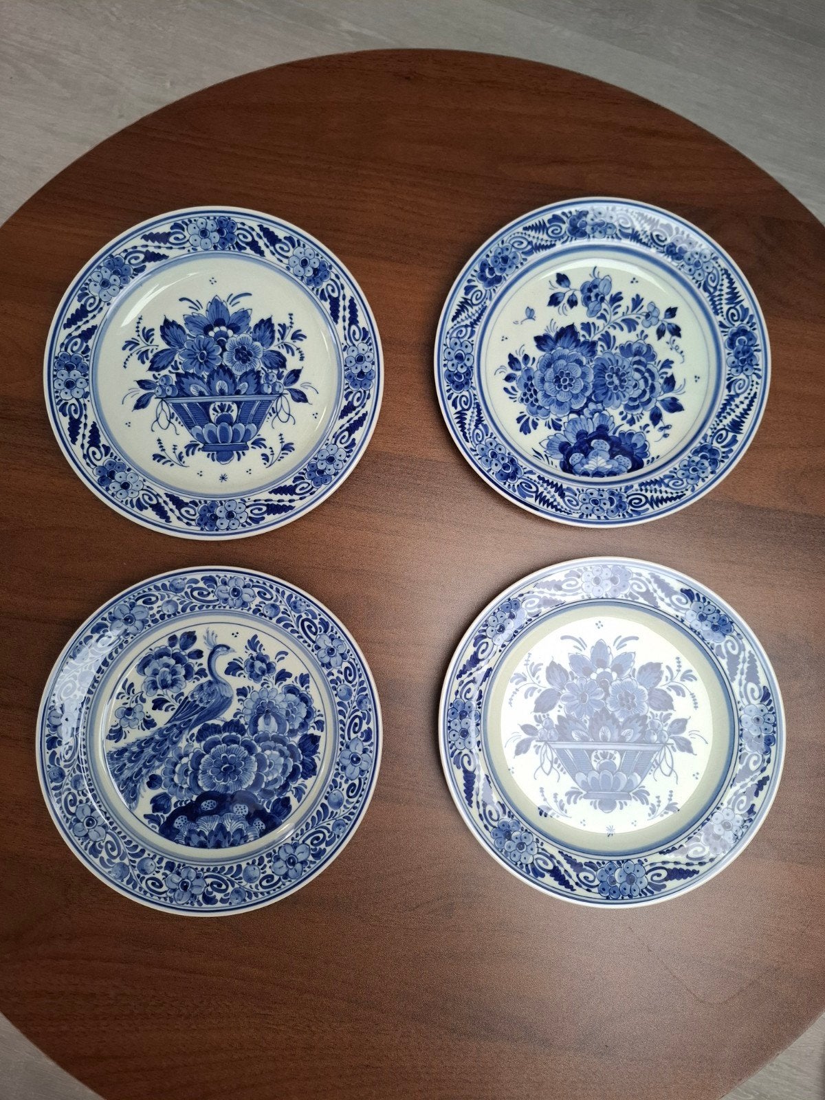 Set van 4 handgeschilderde Delfts Blauwe borden - Ram, Ophalen of Verzenden