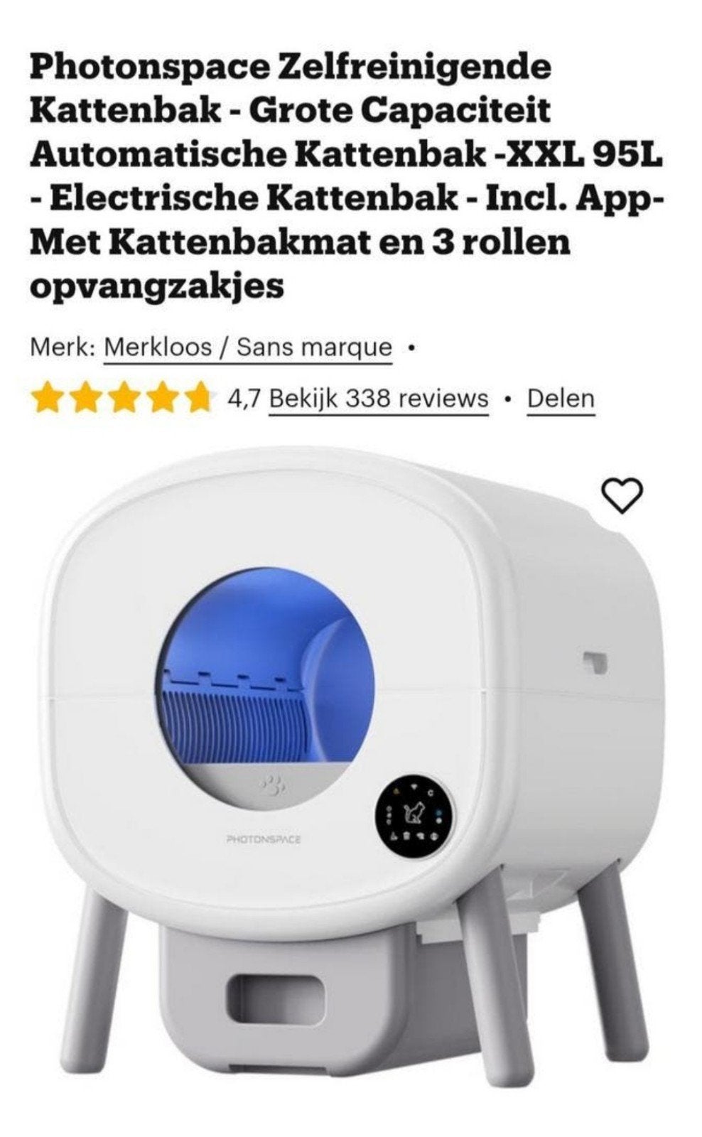 Zelfreinigende kattenbak, Ophalen, Gebruikt