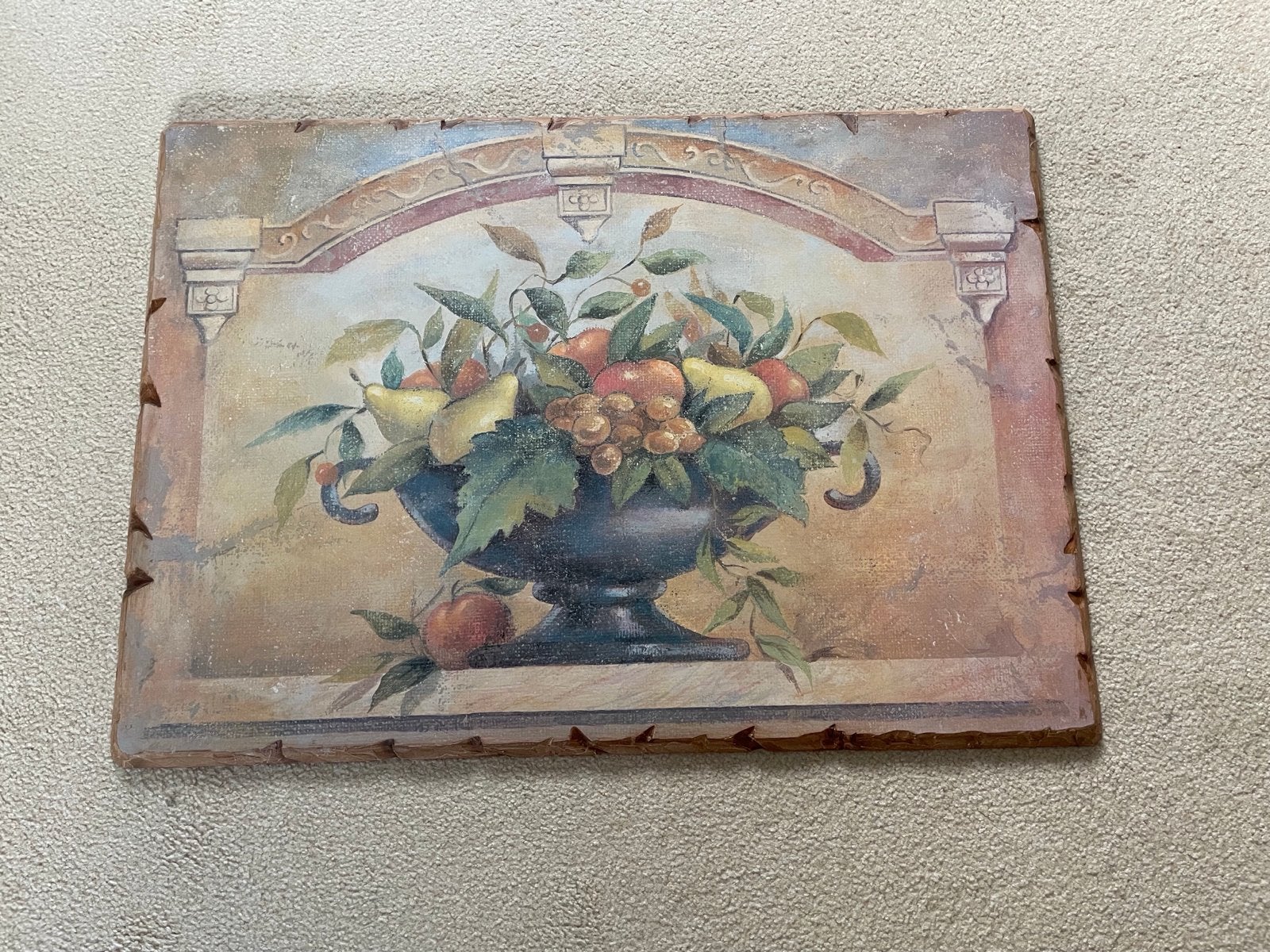 Fresco reproductie op hardboard - Stilleven met fruit, Ophalen, Overige ondergronden, Stilleven, Klassiek