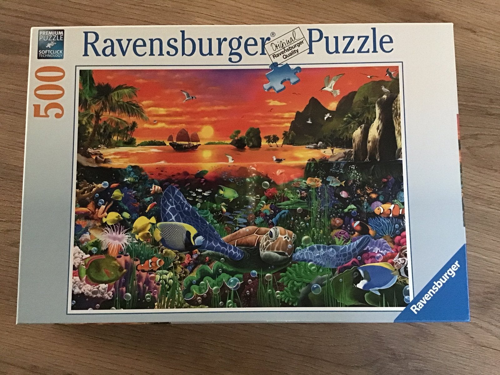 Ravensburger puzzel 500 stukjes Schildpad in het rif, Hobby en Vrije tijd, Ophalen of Verzenden, 500 t/m 1500 stukjes, Zo goed als nieuw