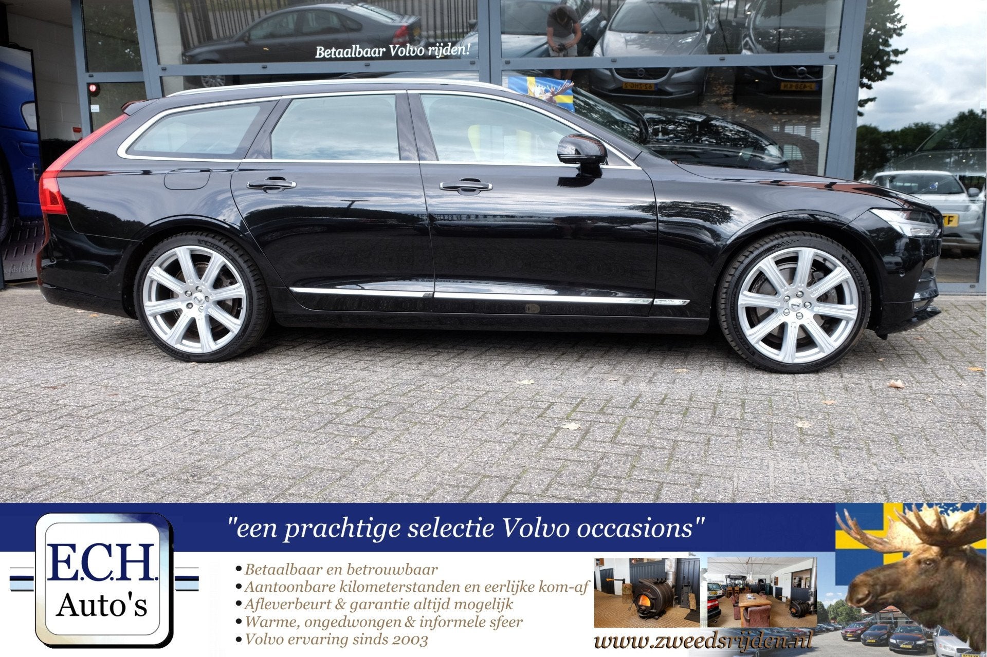 Volvo V90 2.0 T5 255 pk Aut Inscription, Geventileerd Leer,, Dealer onderhouden, 15 km/l, 4 cilinders, Zwart