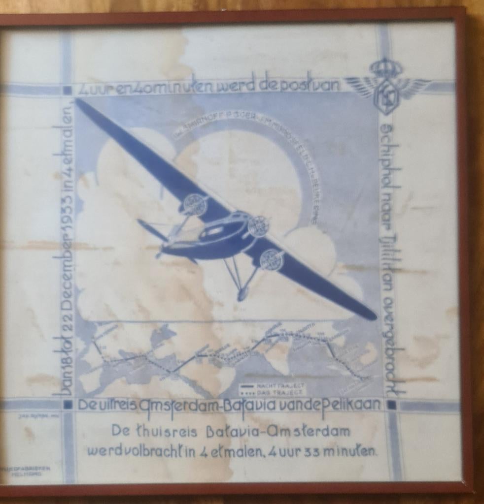 Historisch KLM 'De Pelikaan' Vlucht Amsterdam-Ba, Verzamelen, Ophalen, Gebruikt, Overige typen