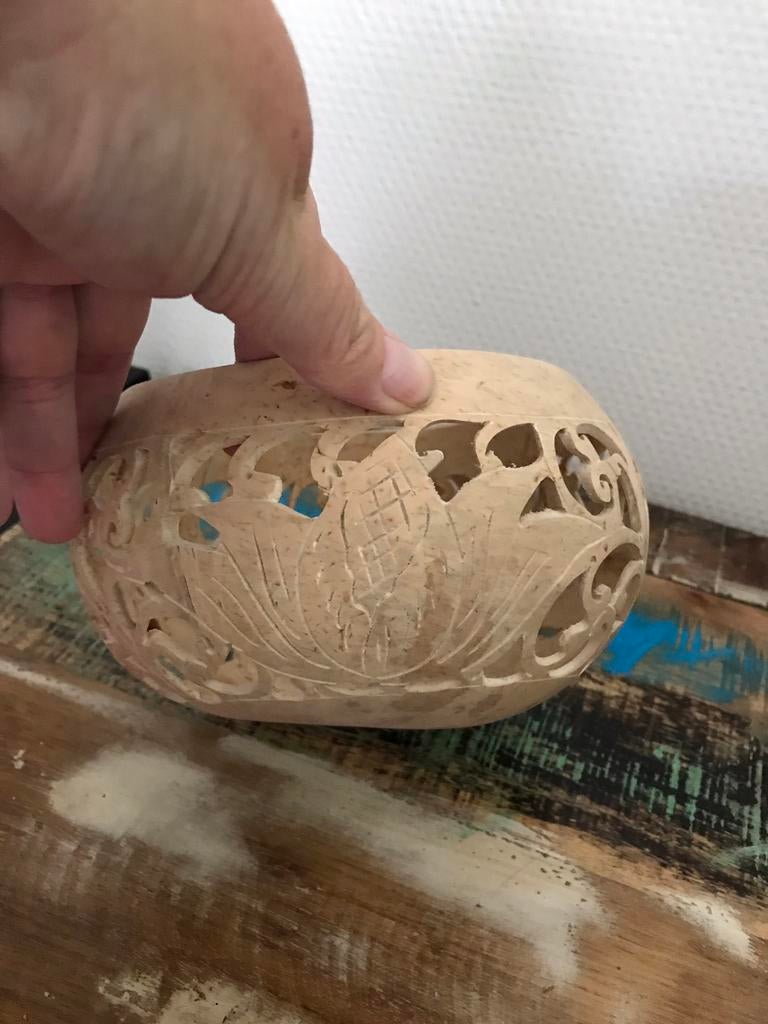 Kokosnoot waxinelichthouder kandelaar naturel Bali nieuw, Overige materialen, Verzenden, Beige, Nieuw