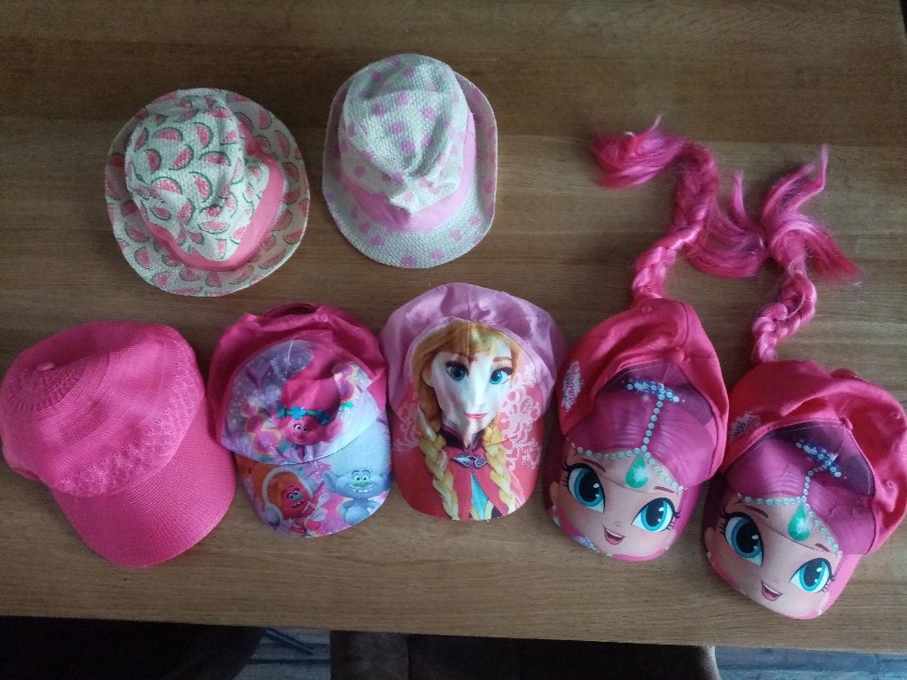 7 petten en 2 hoeden meisje, Ophalen of Verzenden, Gebruikt, 110 t/m 116, Meisje