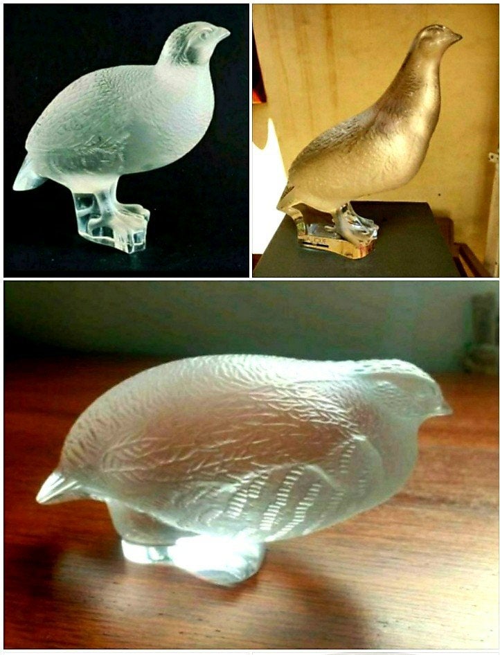 Lalique Perdrix set van 3, Antiek en Kunst, Antiek | Glas en Kristal, Ophalen of Verzenden