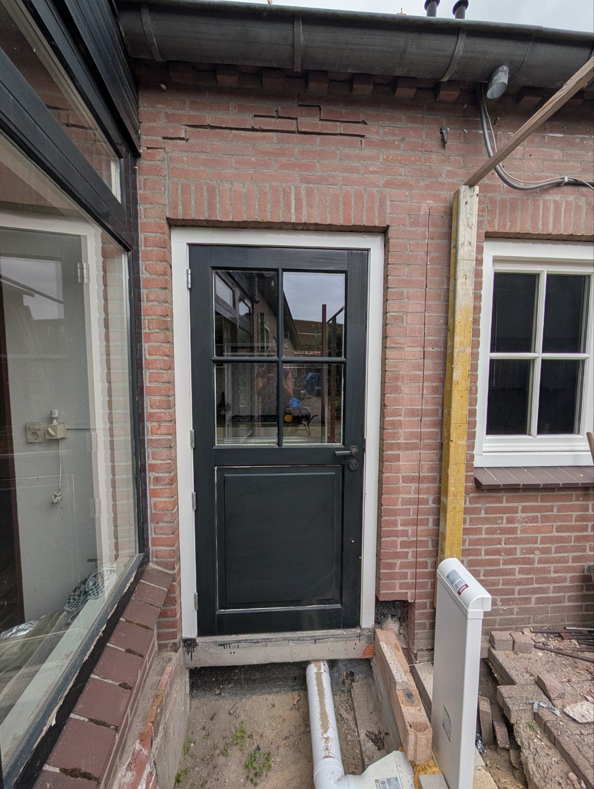 Hardhouten buitendeur (hr++ glas, degelijke 3 punt sluiting), Ophalen, Gebruikt, 80 tot 100 cm, 200 tot 215 cm