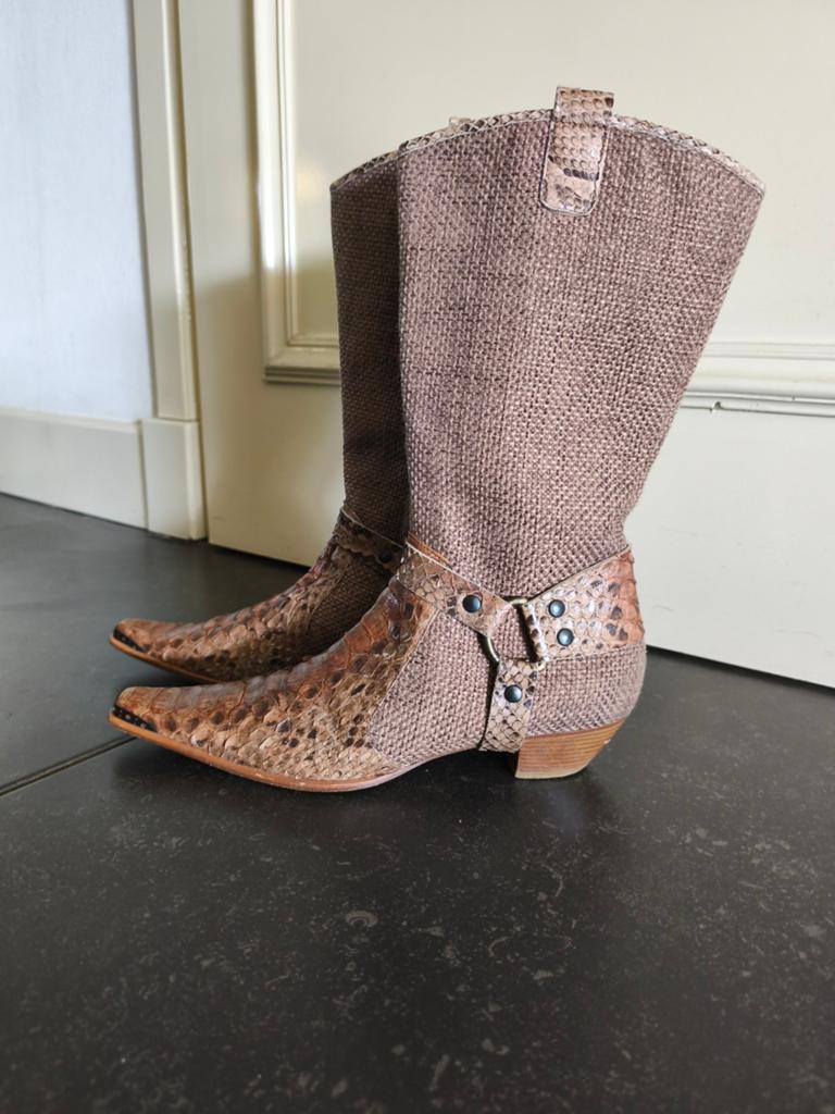 Cowboy laarzen (GiorM Venezia)   Slangenprint & Stof, Kleding | Dames, Bruin, Lage of Enkellaarzen, GiorM Venezia, Ophalen of Verzenden