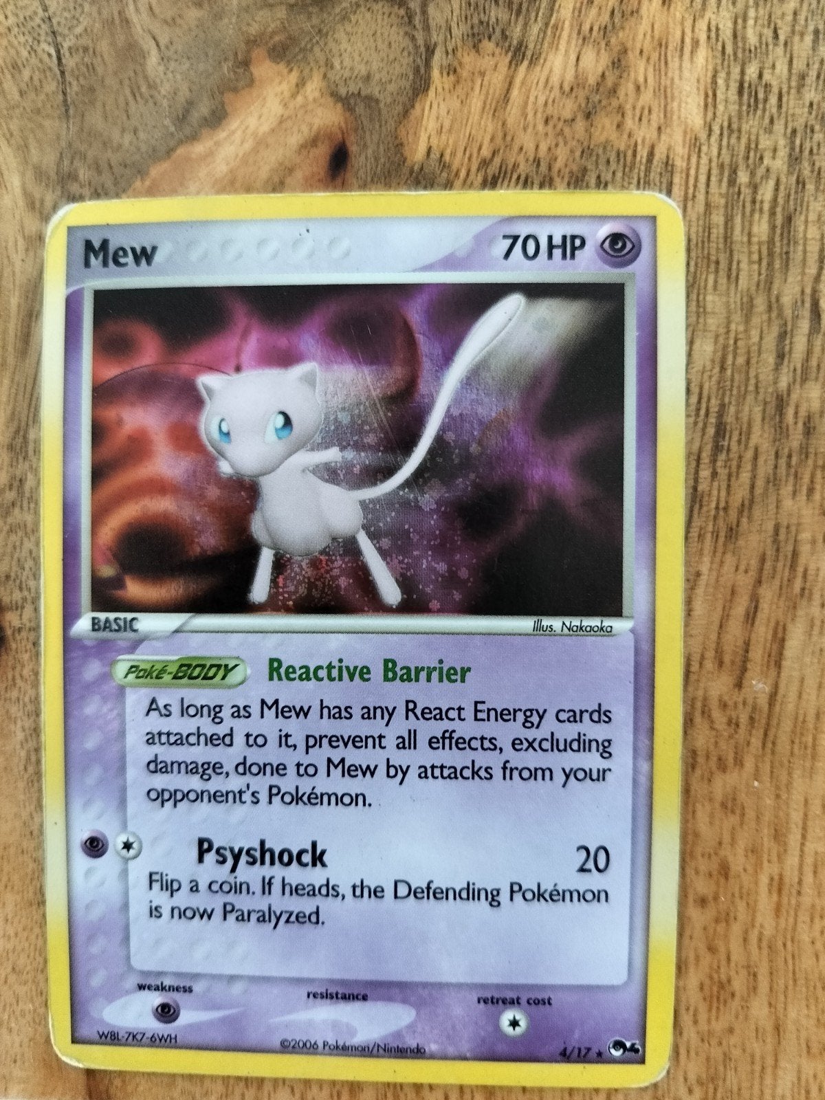 Mew 4/17 Pokémon kaart - Redelijke staat, Ophalen of Verzenden, Gebruikt, Losse kaart
