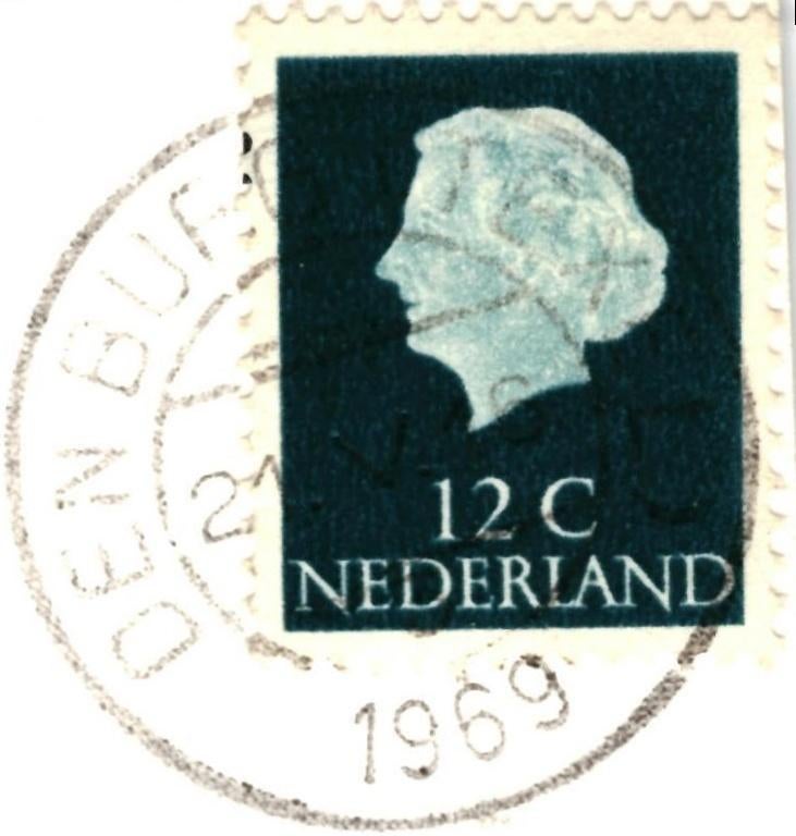 991319 Den Burg Texel 1969 Gelopen met postzegel, Ophalen of Verzenden, 1960 tot 1980, Gelopen, Noord-Brabant