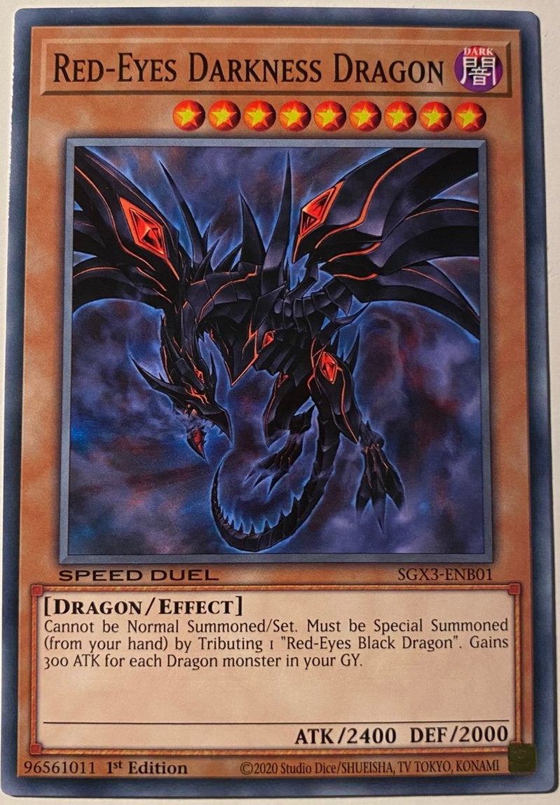 Yu-Gi-Oh! Red-Eyes Darkness Dragon SGX3 1st Edition !, Hobby en Vrije tijd, Verzamelkaartspellen | Yu-gi-Oh!, Ophalen of Verzenden