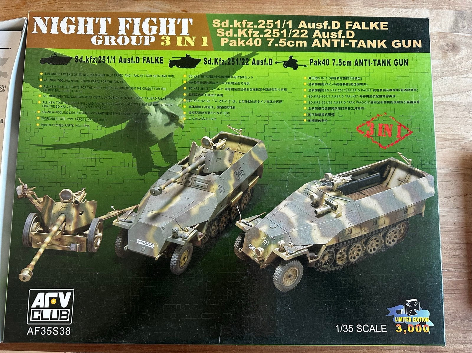 AFV Club Night Fight Group 3 in 1 - Sd.Kfz.251/1, /22, Pak40, Overige merken, Nieuw, Ophalen of Verzenden, Groter dan 1:32