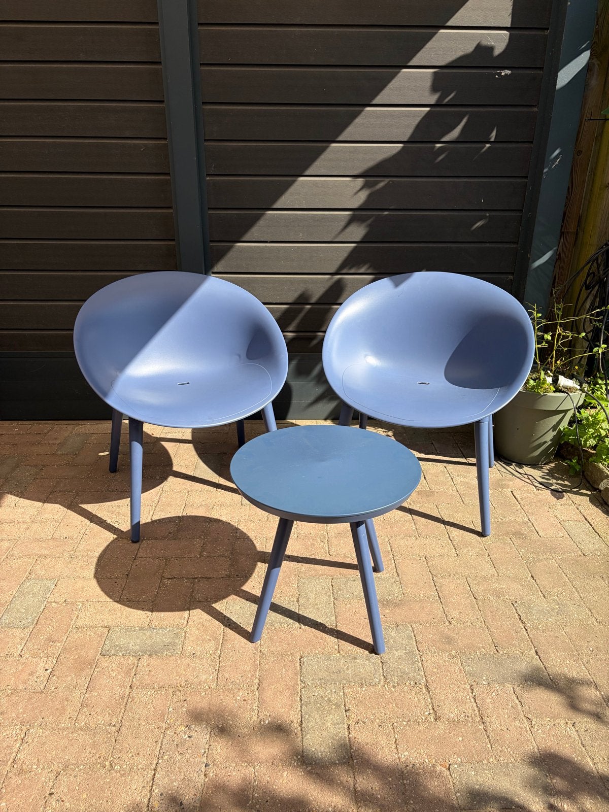 Bistroset Marbella Outdoor Living - Blauw tuinset, Kunststof, Zo goed als nieuw, Stoel, Tuinset