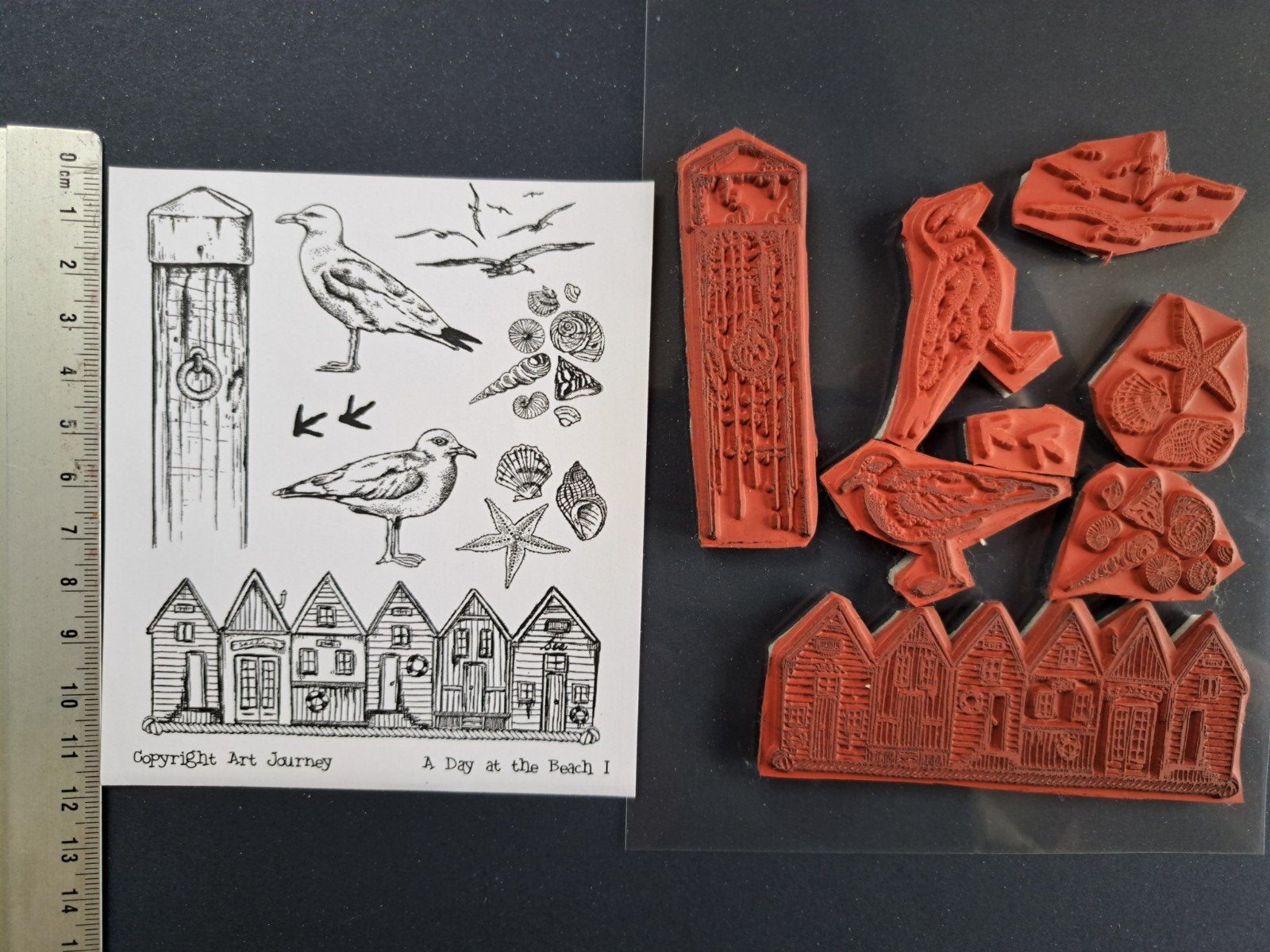 ART JOURNEY RUBBER STEMPELS ZON ZEE STRAND KAARTEN MAKEN, Hobby en Vrije tijd, Stempelen, Ophalen of Verzenden, Zo goed als nieuw
