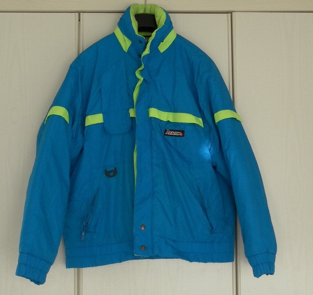 jas blauw met groen maat 42 (S/M), Ophalen of Verzenden, Gedragen, Nevica, Maat 48/50 (M)