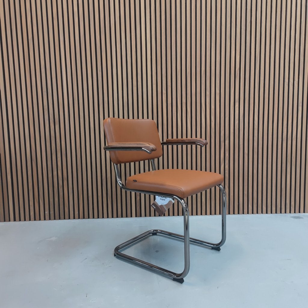 Thonet S64 PV - Cognac leder, Ophalen of Verzenden