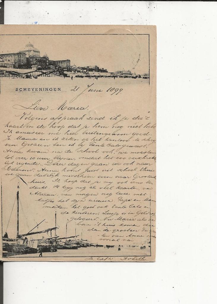 Scheveningen Tweeluik met bomschuiten GR Asten Tekst! 1899, Ophalen of Verzenden, Voor 1920, Gelopen, Zuid-Holland