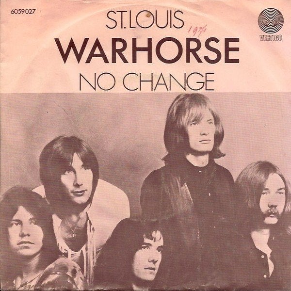Warhorse (2) – St. Louis / No Chance  progg rock hardrock, Fotohoes, 7 inch, Ophalen of Verzenden, Zo goed als nieuw