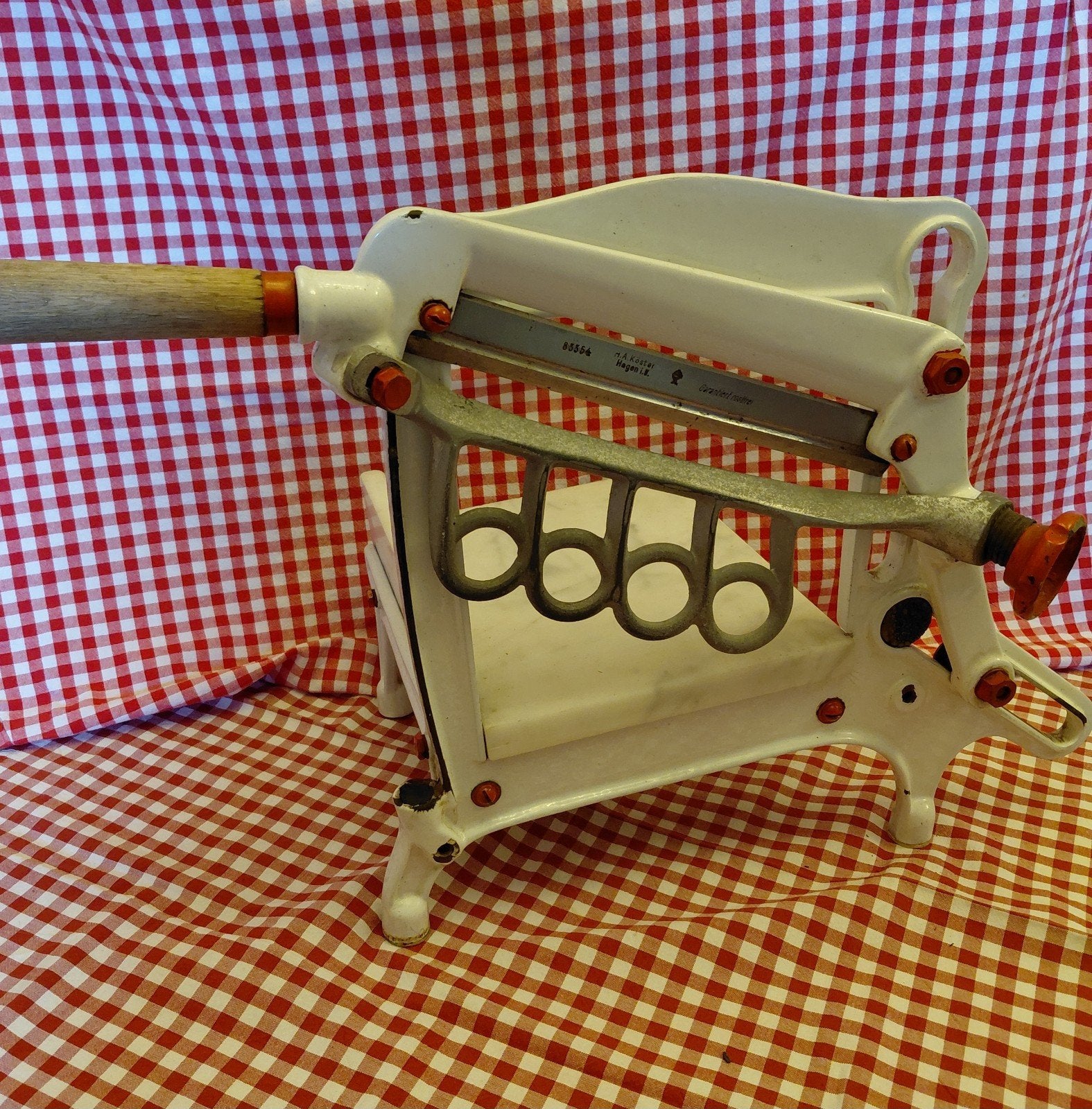 Vintage Brood/kaassnijmachine met Marmeren Snijplank, Ophalen of Verzenden