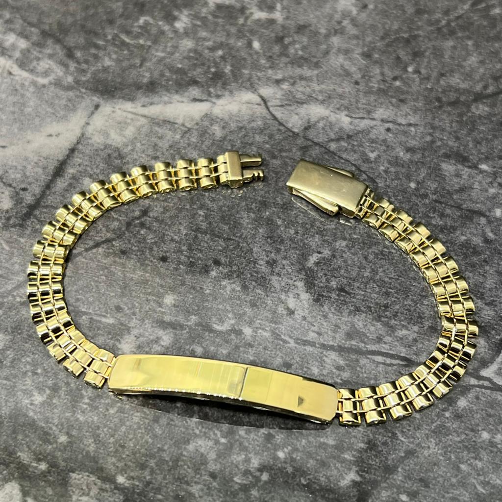 Gouden armband 14 karaat goud rolex schakel naamplaat, Ophalen of Verzenden, Zo goed als nieuw, Goud