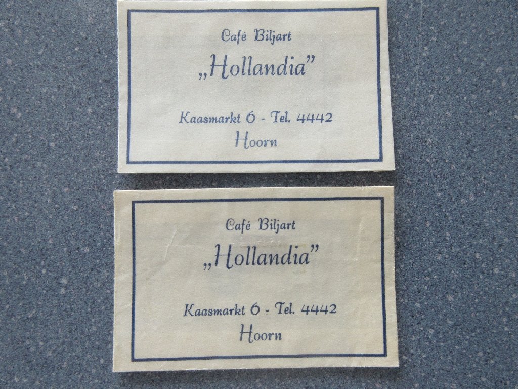 2 x Hoon, café-biljart Hollandia, Verzenden