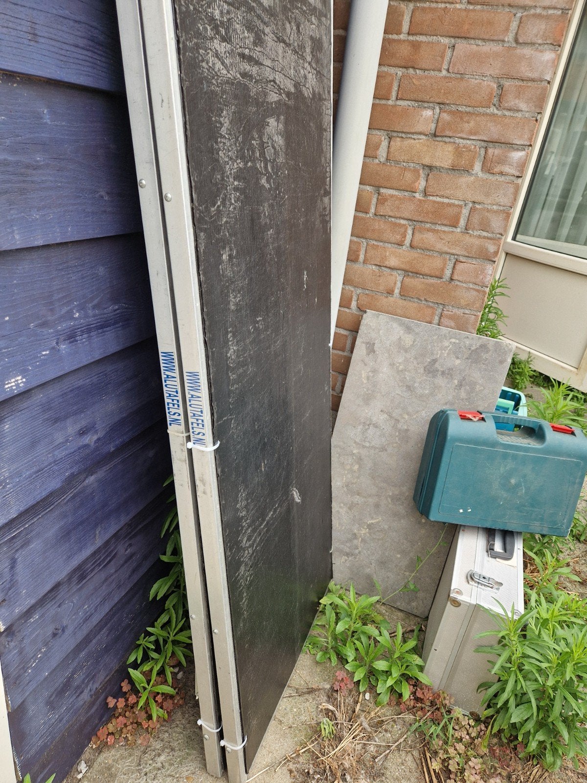 tafel   aluminium 2 stuks, Ophalen, Klap, Gebruikt, 100 tot 150 cm