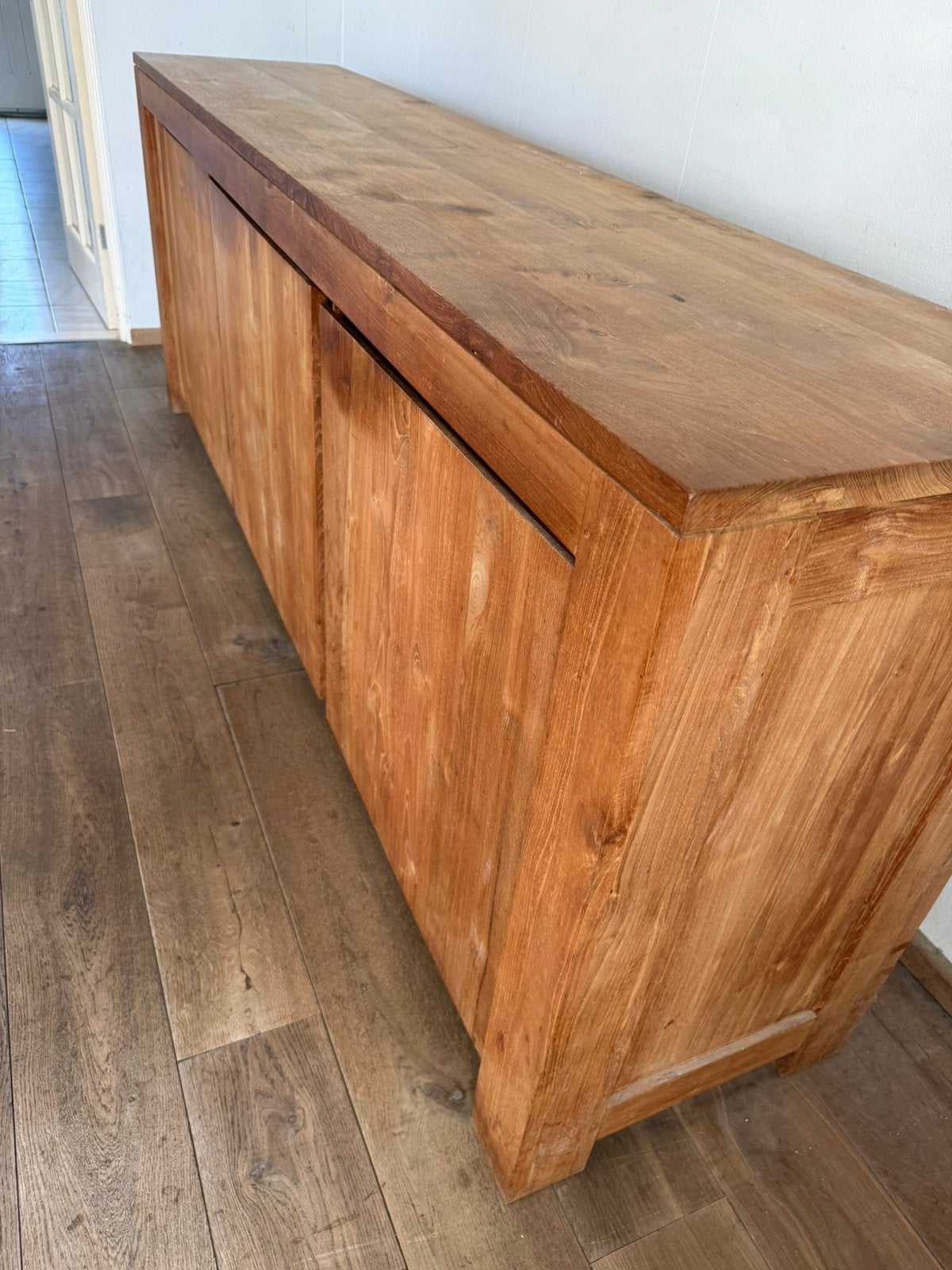 Massief teakhouten dressoir - 230 cm, Ophalen, Gebruikt, Teakhout, 200 cm of meer