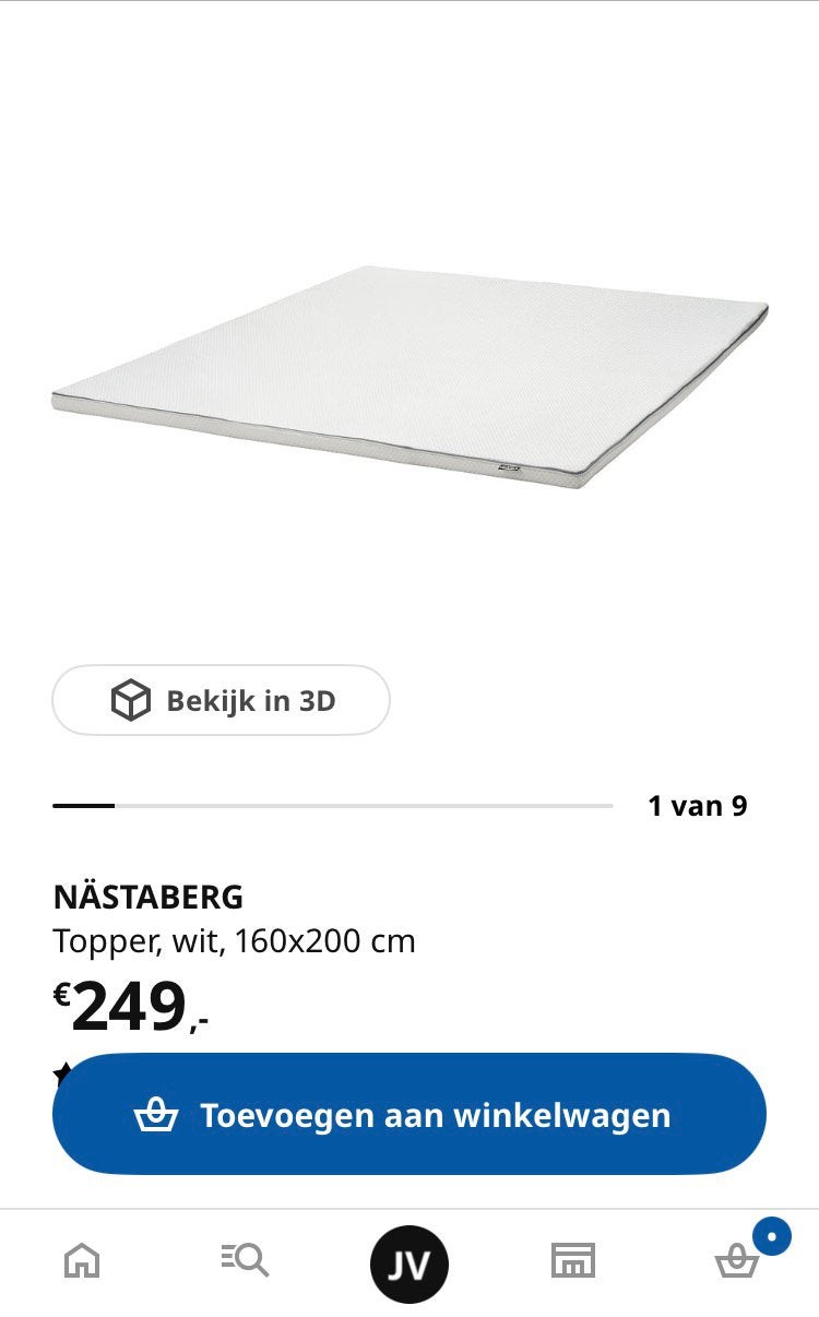 Ikea topmatras 160 x 200 zo goed als nieuw!, Ophalen, Zo goed als nieuw, Tweepersoons, 160 cm