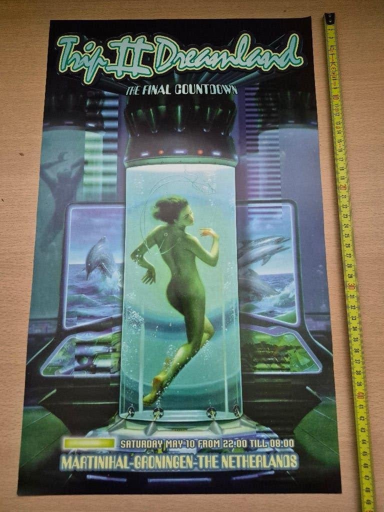 Trip II Dreamland The Final Countdown flyer, Verzamelen, Deurposter of groter, Ophalen of Verzenden, Overige onderwerpen, Rechthoekig Staand