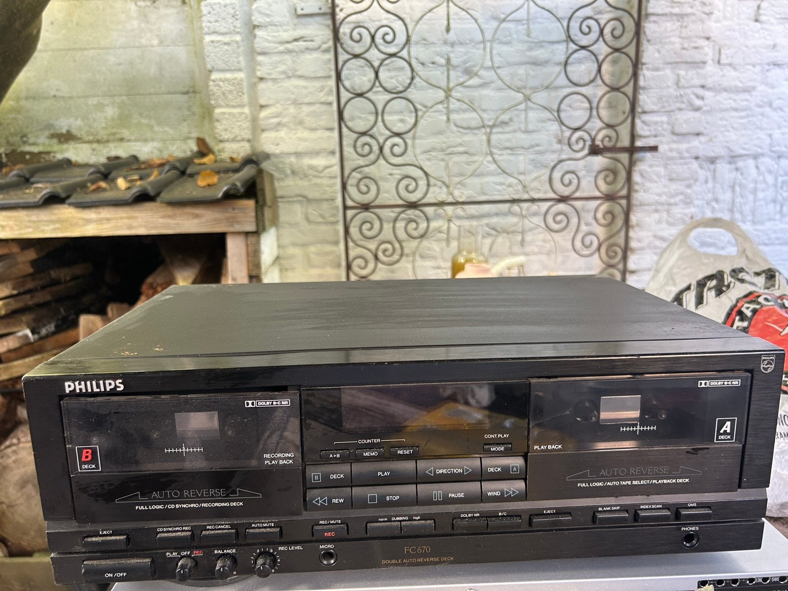 Philips FC 670 Dubbel Cassettedeck met Auto-Reverse, Ophalen, Dubbel, Philips, Auto-reverse