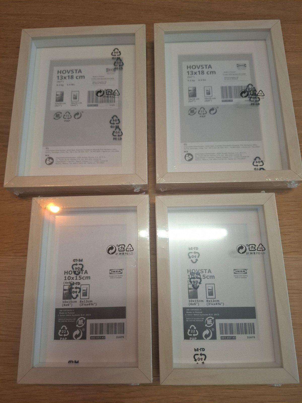 IKEA HOVSTA fotolijsten - 2x 13x18 cm, 2x 10x15 cm, Huis en Inrichting, Ophalen, Fotolijst, Met glas, Hout