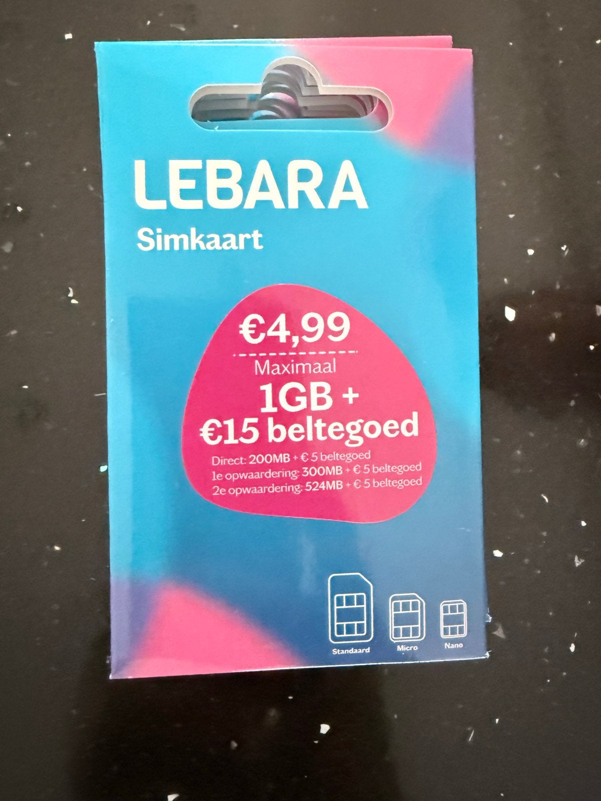 Lebara Simkaart met €5 beltegoed en tot 1GB data, Telecommunicatie, Ophalen, Nieuw, Overige providers, Simkaart