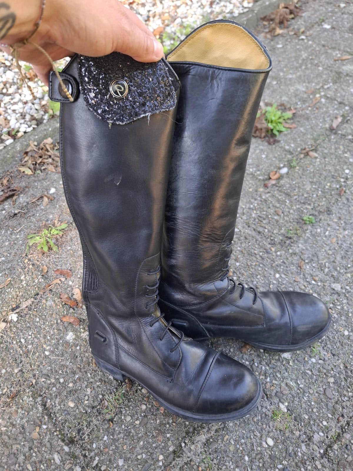 Leren rijlaarzen QHP maat 35, Gebruikt, Dressuur, Ophalen of Verzenden, Zwart