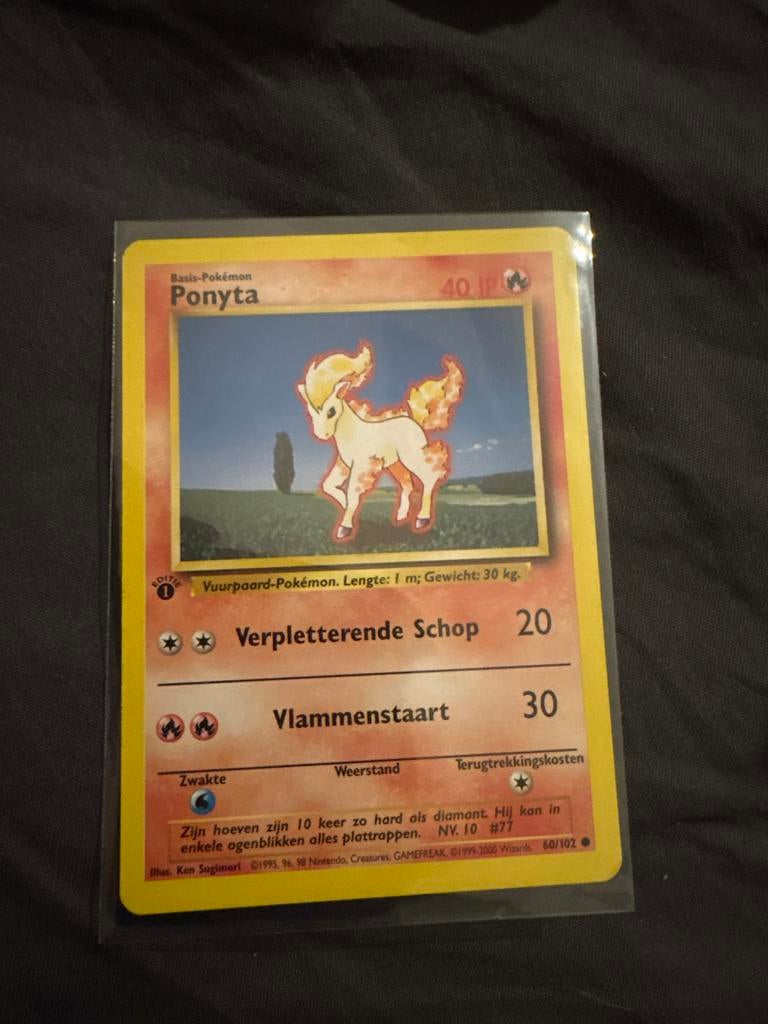 Ponyta Pokémon Kaart eerste editie nederlands, Ophalen of Verzenden, Zo goed als nieuw, Losse kaart