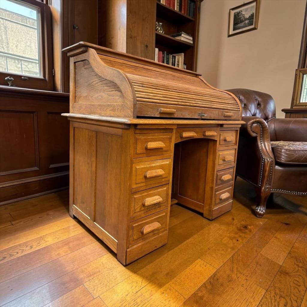 Vintage houten Amerikaanse bureau / schrijftafel, Ophalen