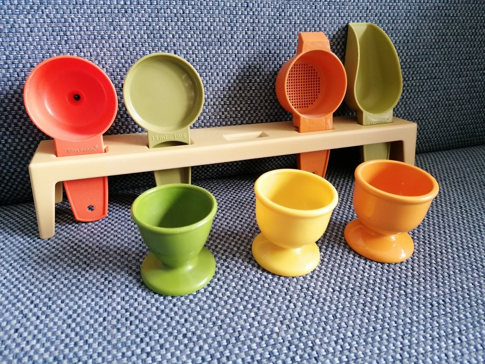 Vintage Tupperware Maatlepels en Eierdopjes Set, Ophalen of Verzenden, Zo goed als nieuw, Overige typen, Vaatwasserbestendig