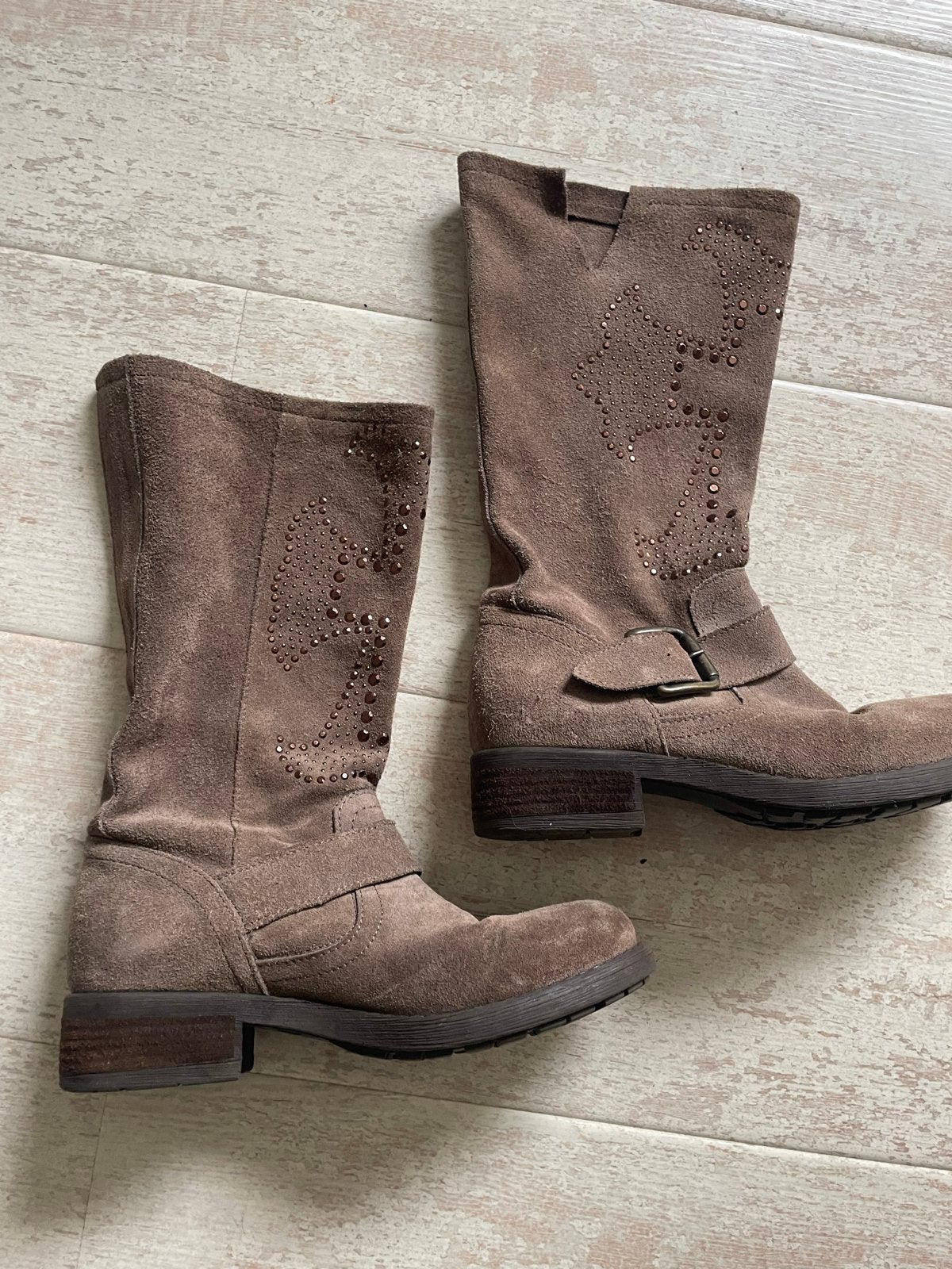 Stoere suède bikerboots - Le Ballon - Maat 37, Bruin, Lage of Enkellaarzen, Ophalen of Verzenden, Gedragen