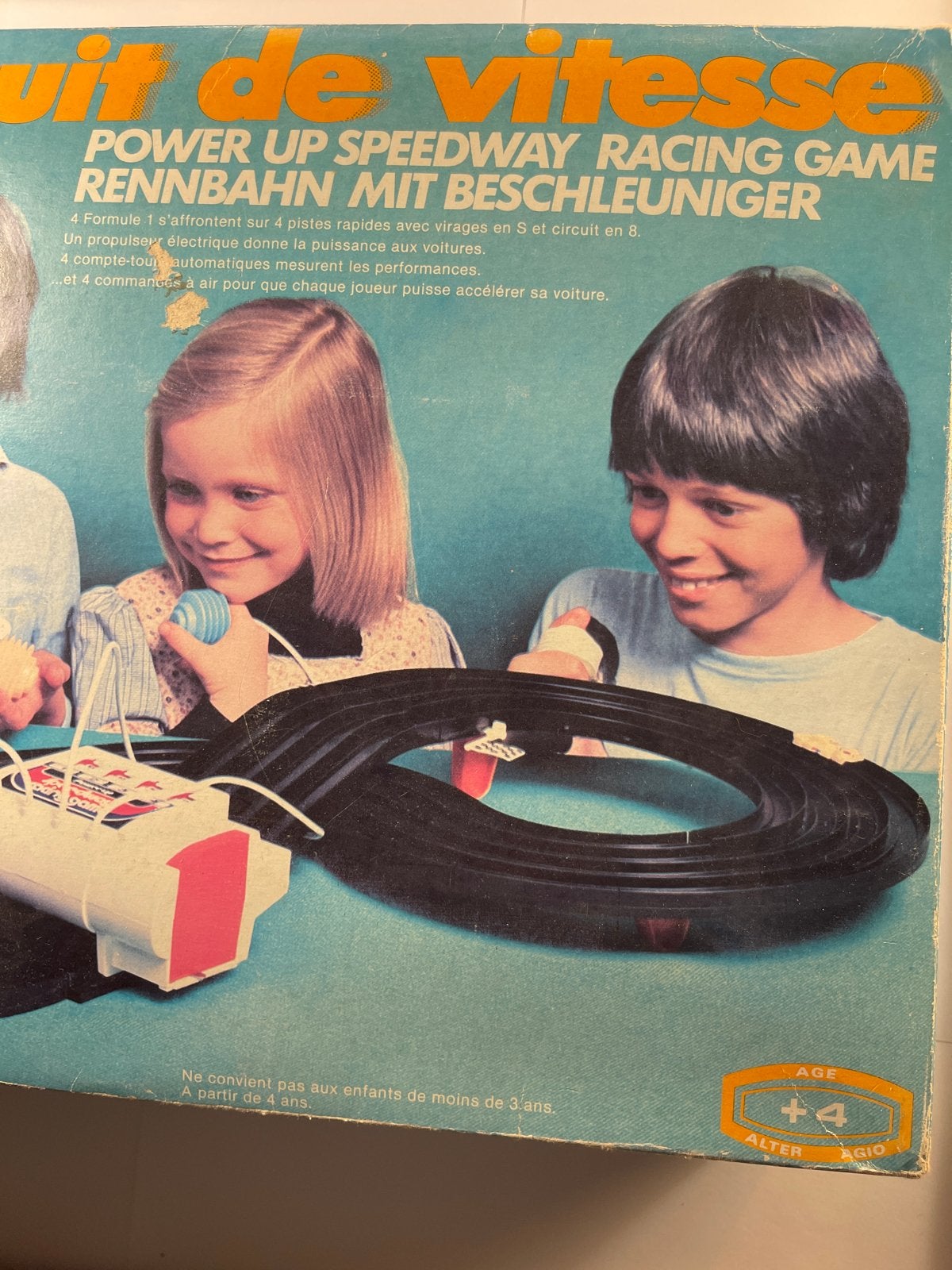 Vintage Power Up Speedway Racebaan - Compleet met 4 auto's, Overige merken, Verzenden, Overige aandrijving, Racebaan