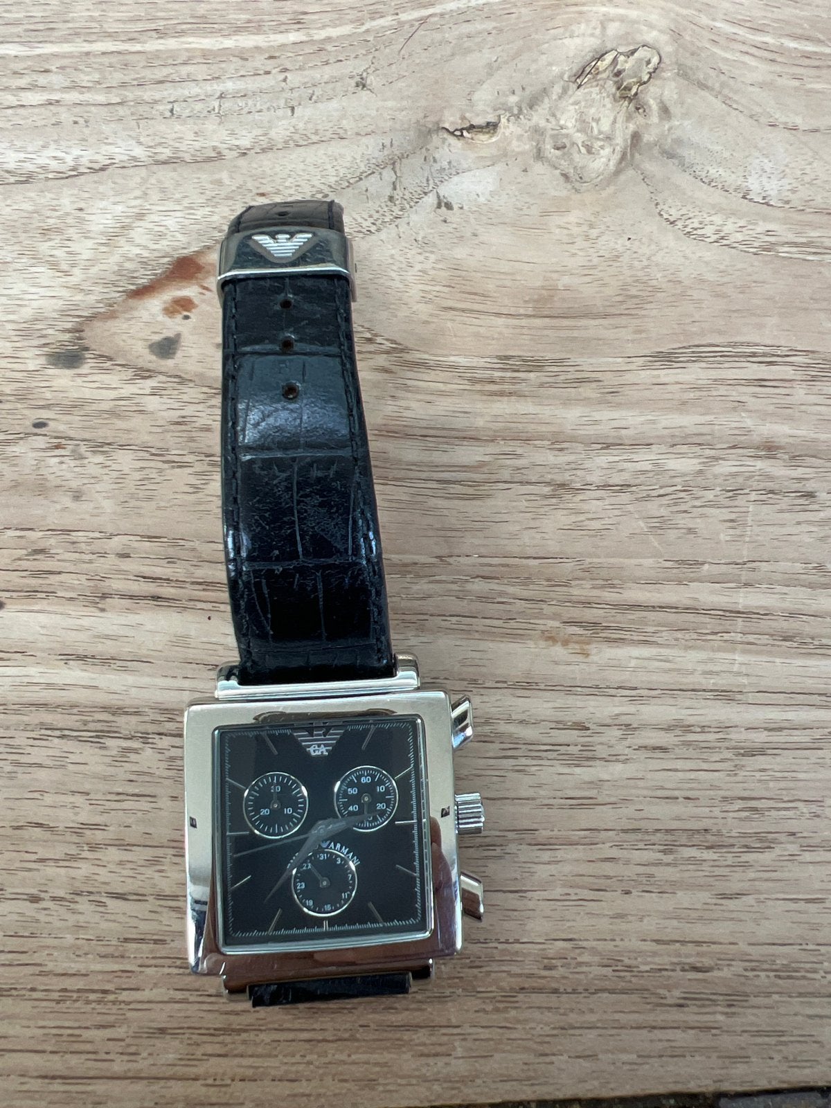 Emporio Armani Dames -Zwart Leer & Zilver, Ophalen, Staal, Polshorloge, Overige merken