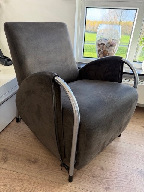Gelderland fauteuil 6020 Jan des Bouvrie Alcantara grijs, Huis en Inrichting, Ophalen, Zo goed als nieuw, Stof, 75 tot 100 cm