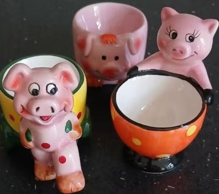 3 Eierdopjes met verschillende varkentjes NIEUW, Nieuw, Ophalen of Verzenden, Bord(en), Overige stijlen