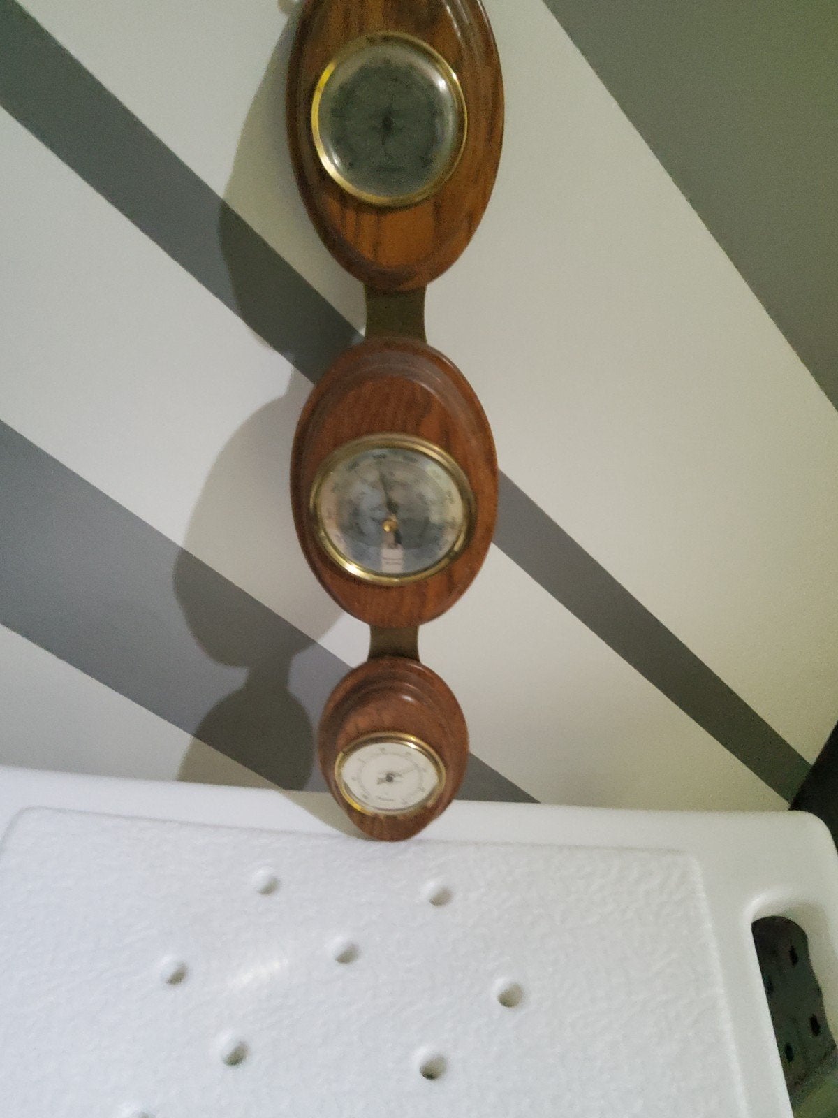 Vintage Weerstation met Barometer, Thermometer, Hygrometer, Audio, Tv en Foto, Weerstations en Barometers, Ophalen, Gebruikt, Weerstation