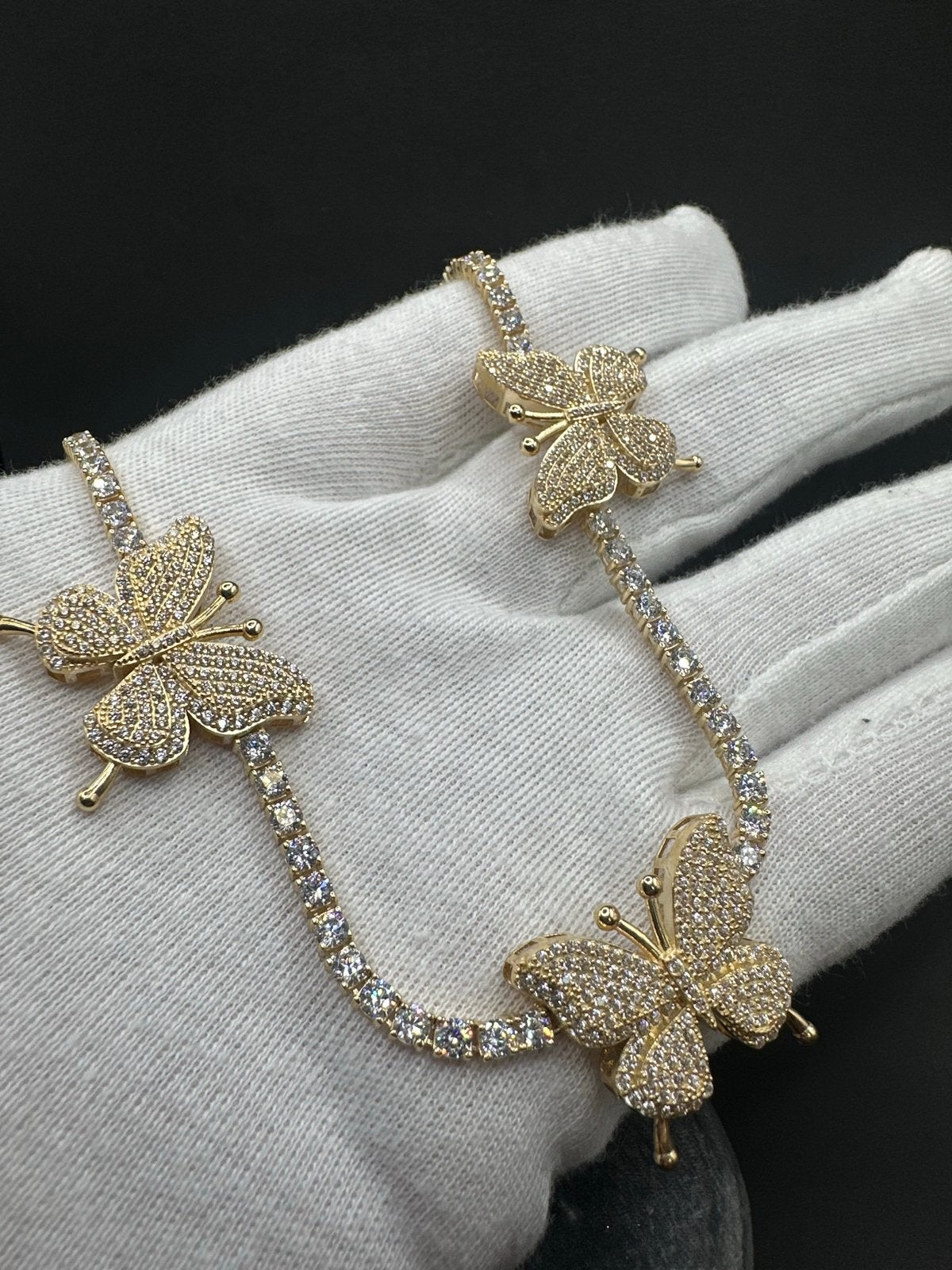 14k Gouden Vlinder Ketting met Zirkonia, Ophalen of Verzenden, Nieuw, Goud, Met edelsteen
